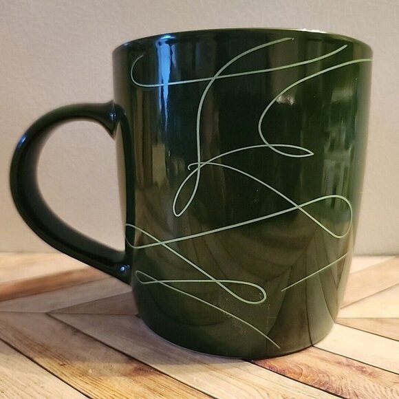 STARBUCKS Mermaid Logo Green Swirl Design Ceramic Coffee Mug 12oz 2020 - Picture 5 of 9